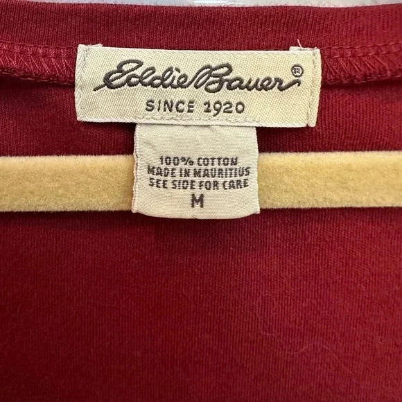 Eddie Bauer Ponte Cranberry Red V-Neck Cotton Stretchy Maxi Dress Size Medium M - Picture 3 of 5